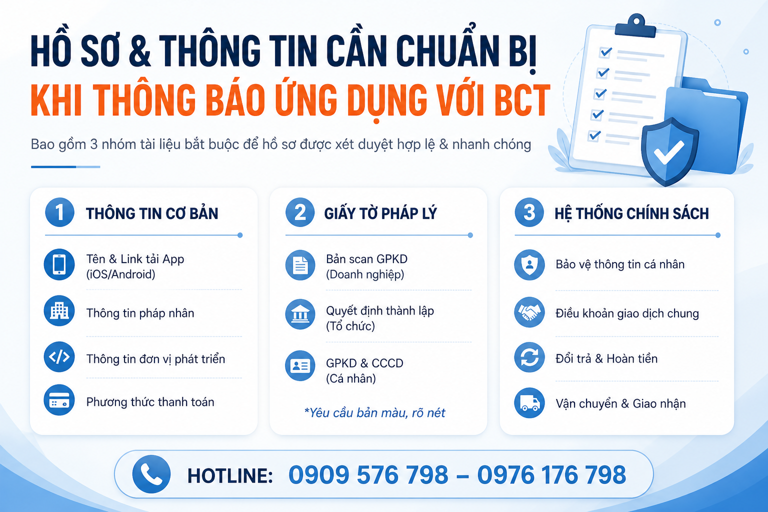 các loại giấy tờ và thông tin cần chuẩn bị khi làm thông báo ứng dụng với bộ công thương