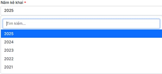 chọn năm kê khai