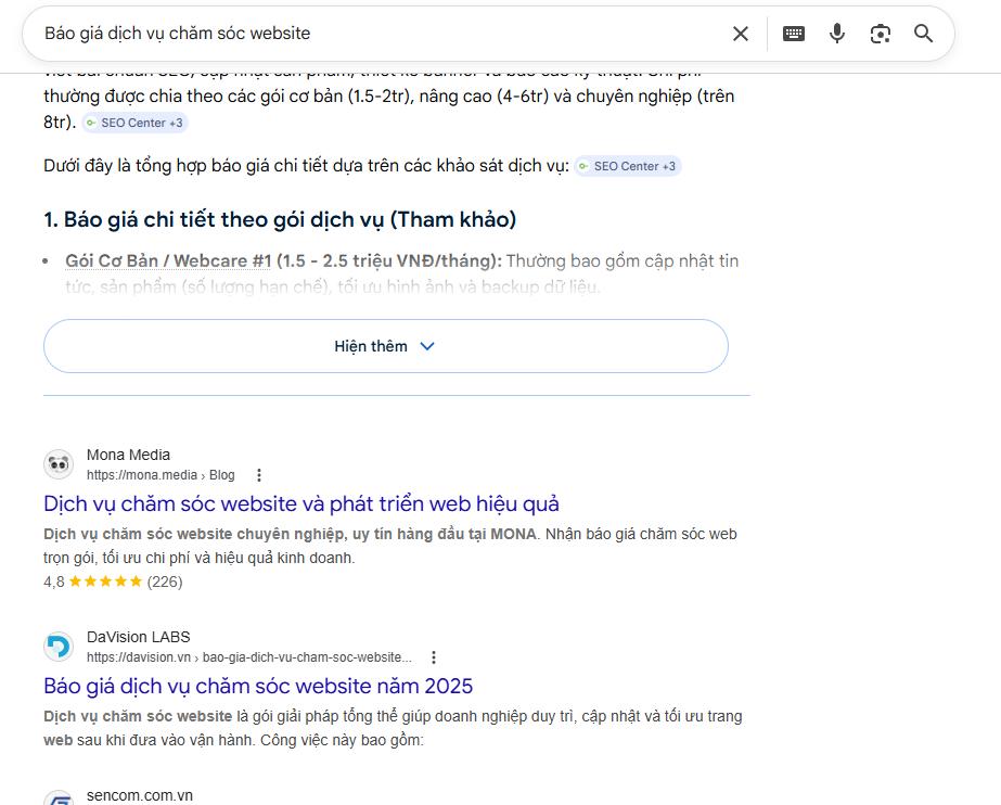 dịch vụ chăm sóc website toàn diện