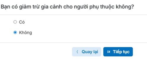 lựa chọn cókhông giảm trừ gia cảnh cho người phụ thuộc
