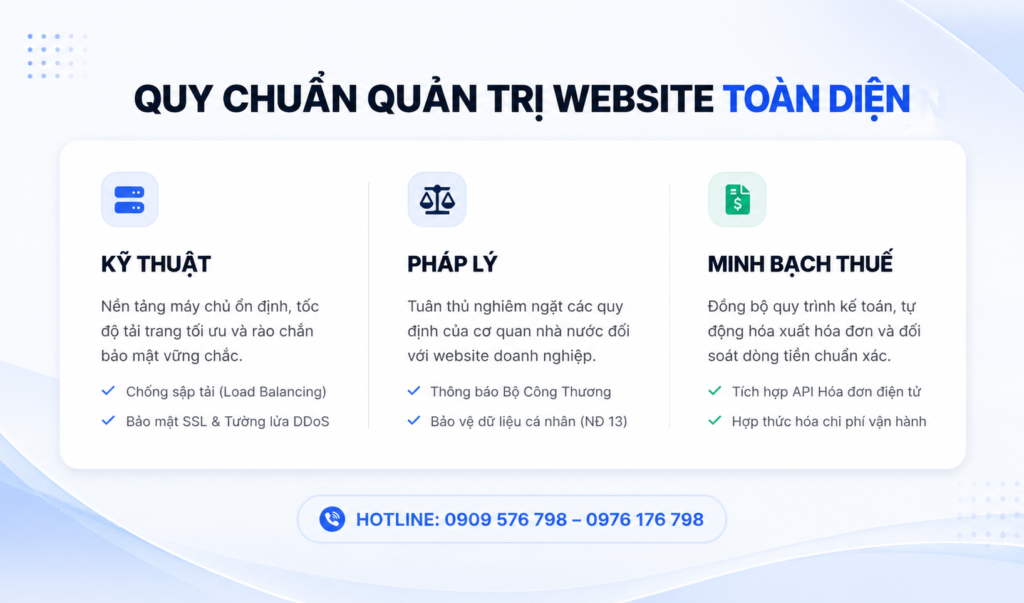 Quy chuẩn quản trị website toàn diện: Kỹ thuật, Pháp lý và Thuế quy chuẩn quản trị website toàn diện kỹ thuật, pháp lý và thuế