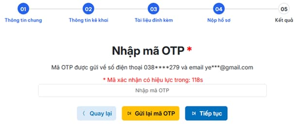 xác thực và nộp tờ khai