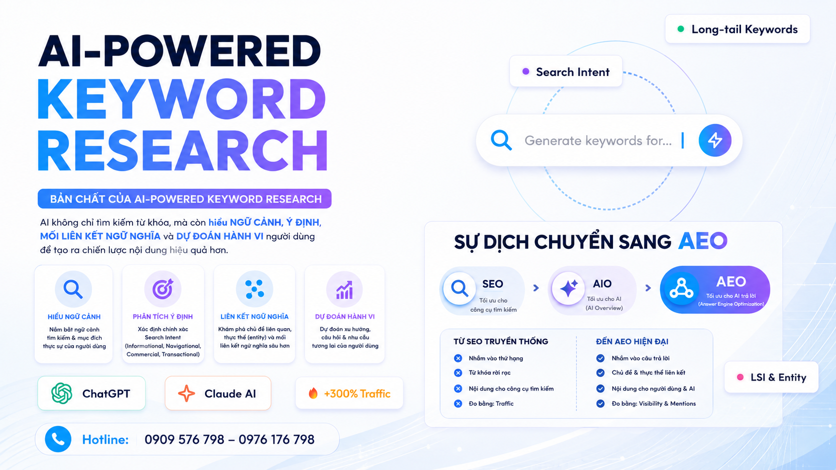 AI-Powered Keyword Research: Ứng dụng ChatGPT và Claude để mở rộng từ khoá bản chất của ai powered keyword research & sự dịch chuyển sang aeo