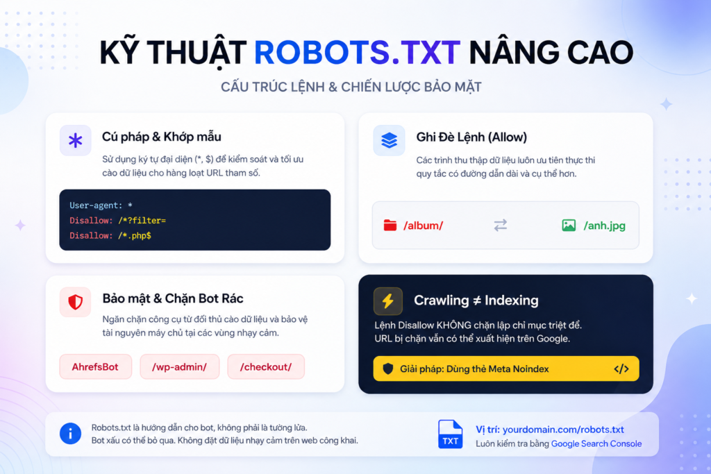 Robots.txt Optimization: Chiến lược điều hướng Bot và tối ưu Crawl Budget cho Website cấu trúc kỹ thuật và Ứng dụng chỉ thị disallowallow