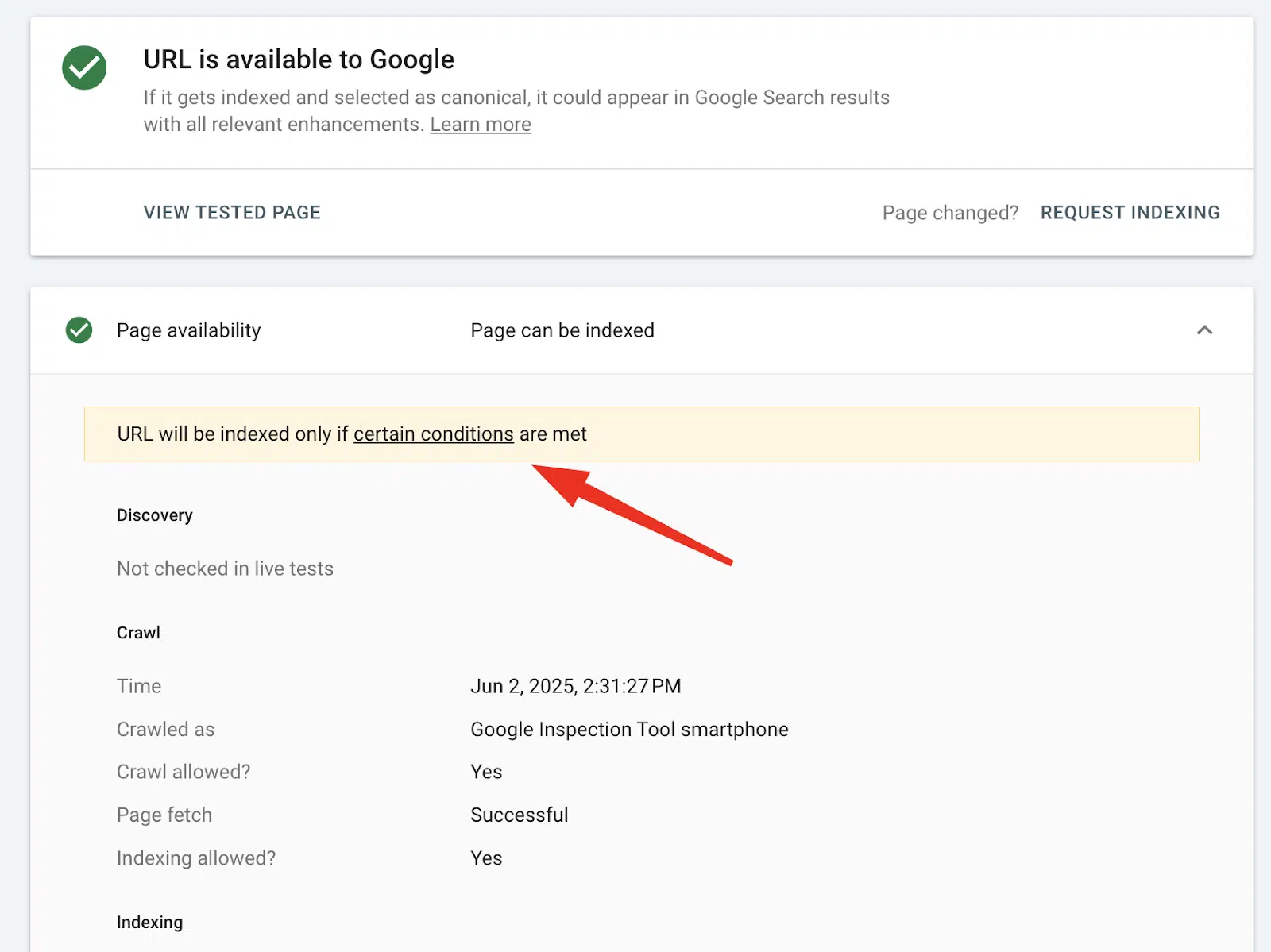 7 cách sử dụng công cụ URL Inspection để tối ưu Technical SEO dưới đây là những gì mà live test sẼ khÔng hiển thị