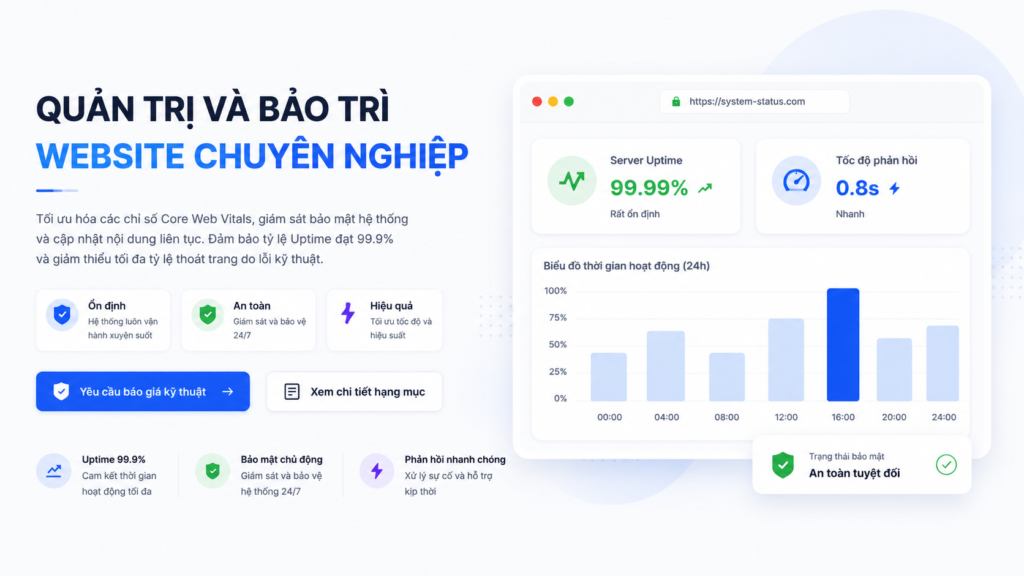 quản trị và bảo trì website chuyên nghiệp giải pháp khắc phục lỗi kỹ thuật và đảm bảo tính ổn định
