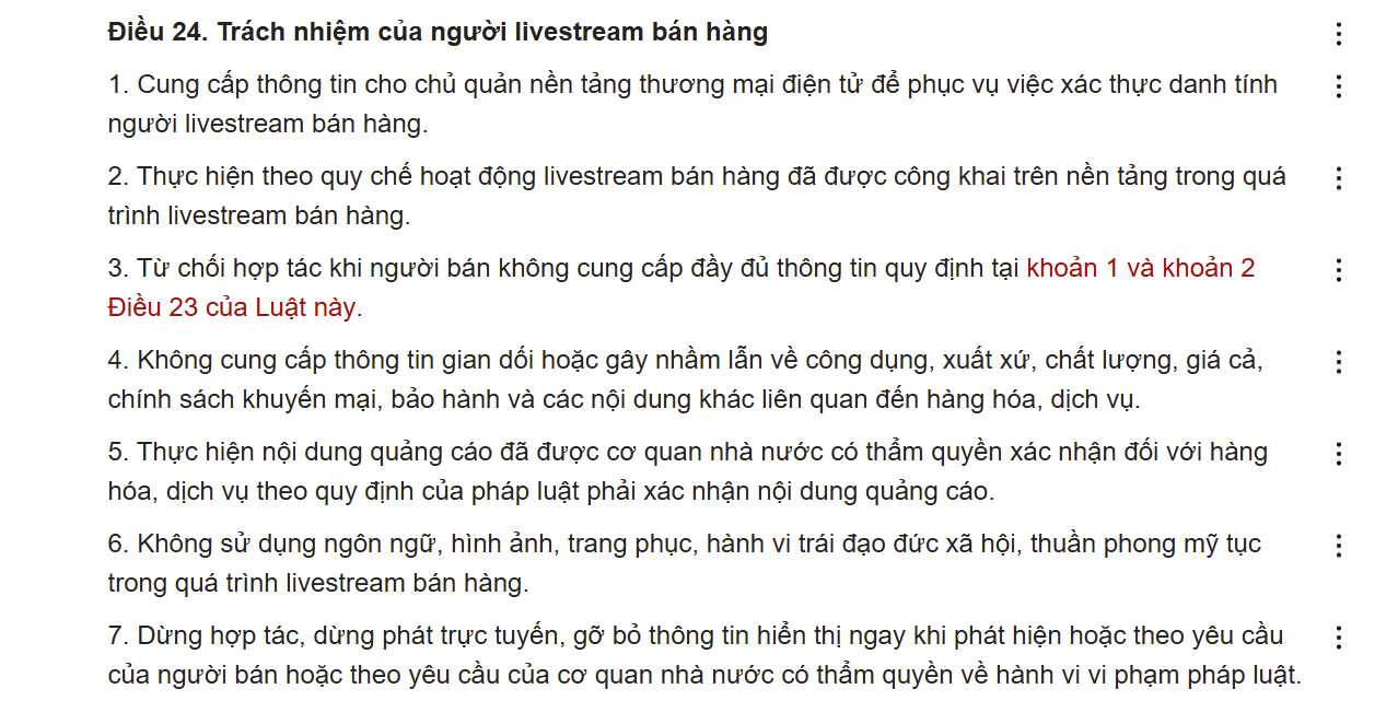 Chi tiết trách nhiệm của người bán và người livestream theo Luật TMĐT mới (số 122/2025/QH15) trách nhiệm của người livestream bán hàng