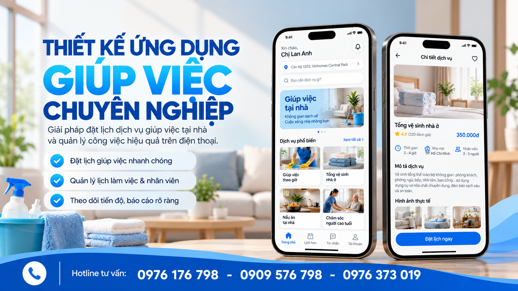 app dịch vụ giúp việc dành cho khách hàng có những tính năng nào
