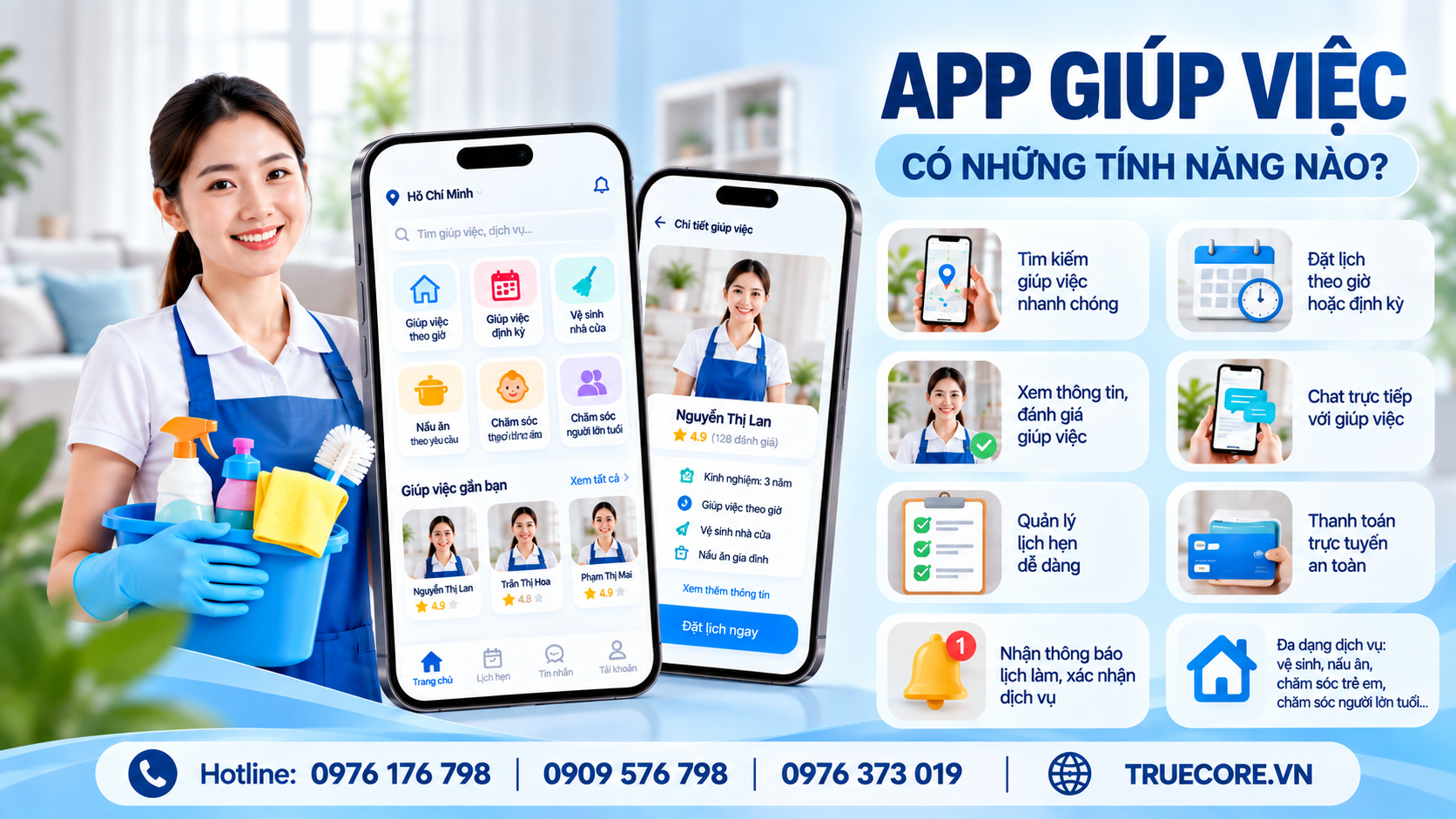 App giúp việc dành cho khách hàng có những tính năng nào