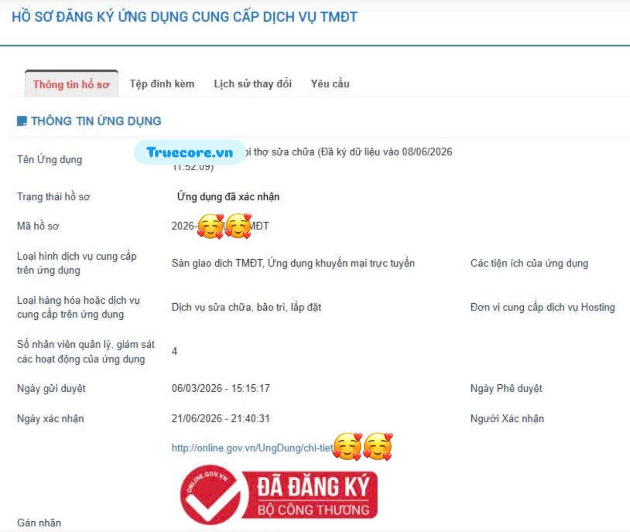 Hiển thị kết quả logo đăng ký sàn thương mại điện tử trên website