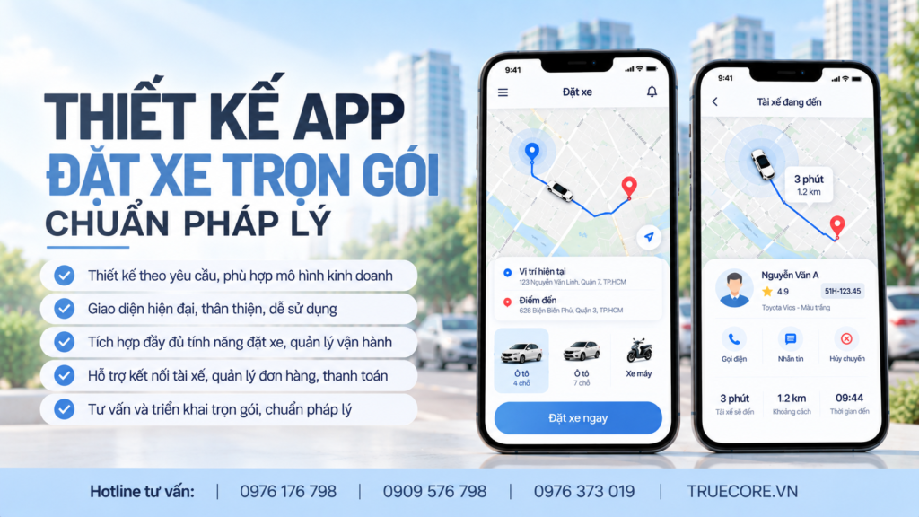 thiết kế app đặt xe trọn gói chuẩn pháp lý