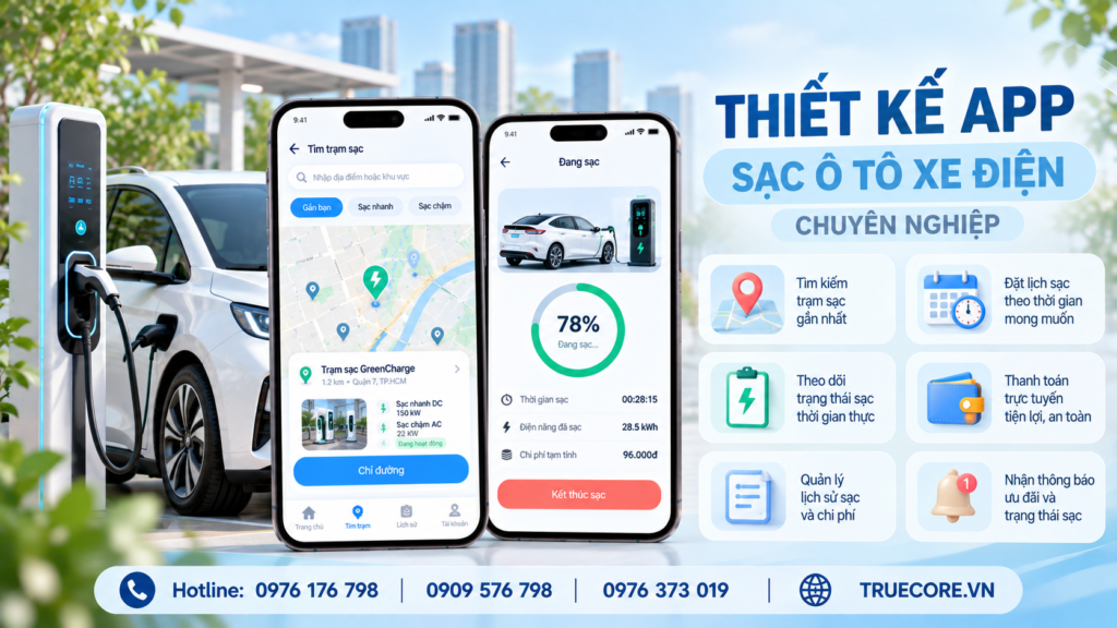 thiết kế app sạc xe điện chuyên nghiệp