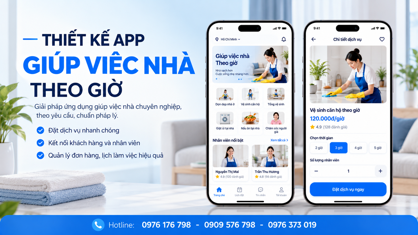 thiết kế app thuê giúp việc nhà theo giờ
