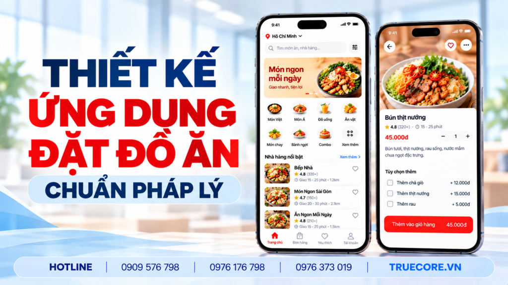 thiết kế ứng dụng đặt đồ ăn trọn gói, chuẩn pháp lý
