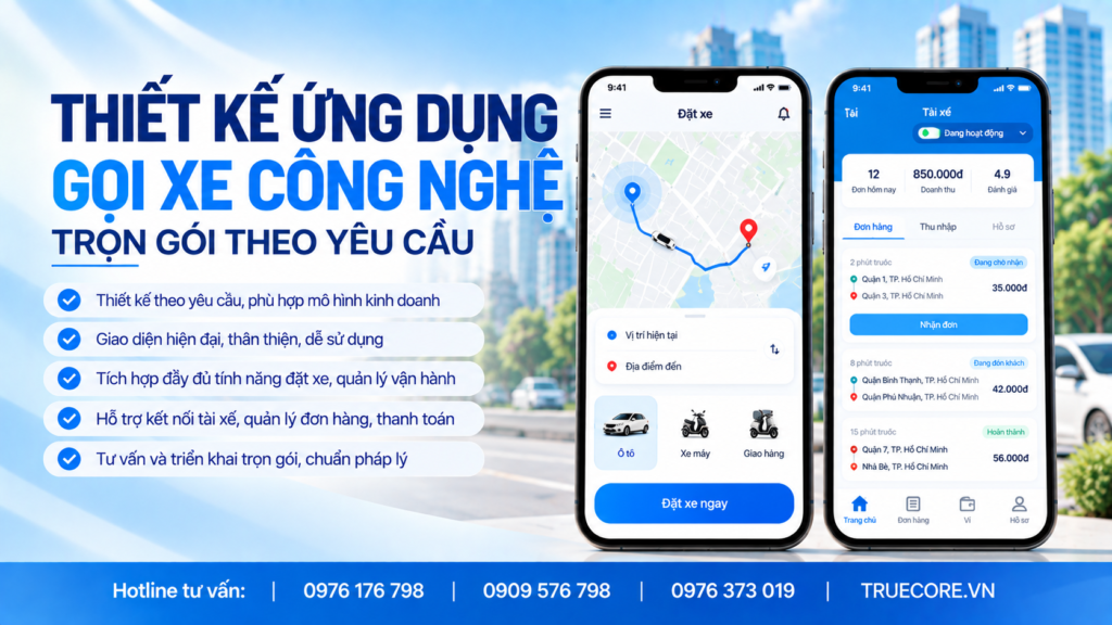 thiết kế ứng dụng gọi xe công nghệ trọn gói
