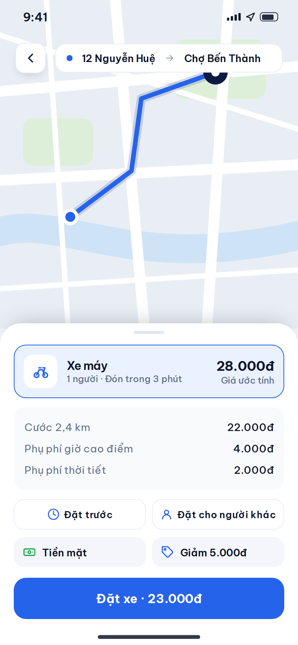 Thiết kế app đặt xe theo yêu cầu