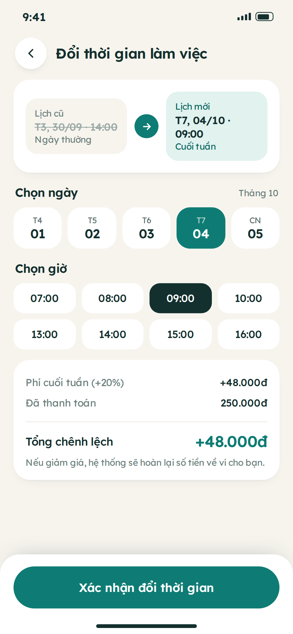 Tính năng đặt dịch vụ trên ứng dụng mobile