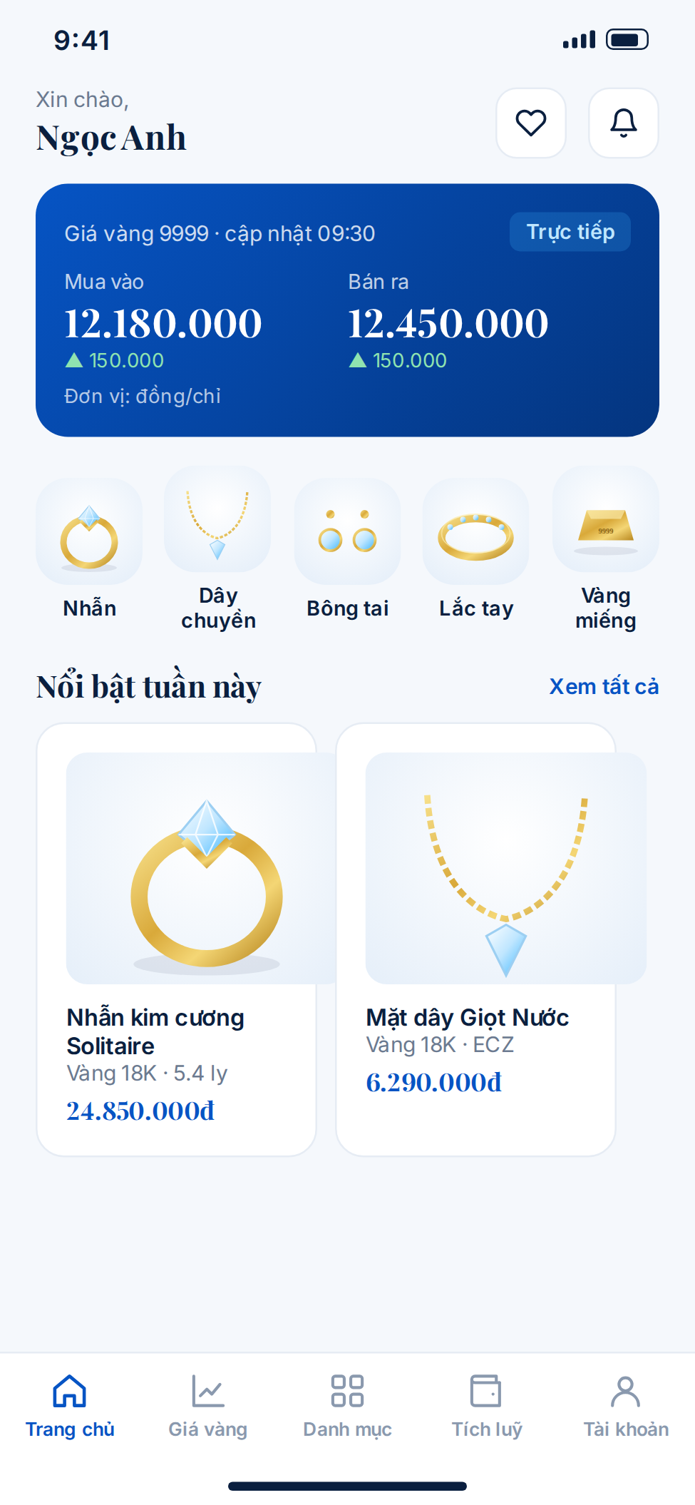 Giao diện ứng dụng quản lý dành cho người dùng