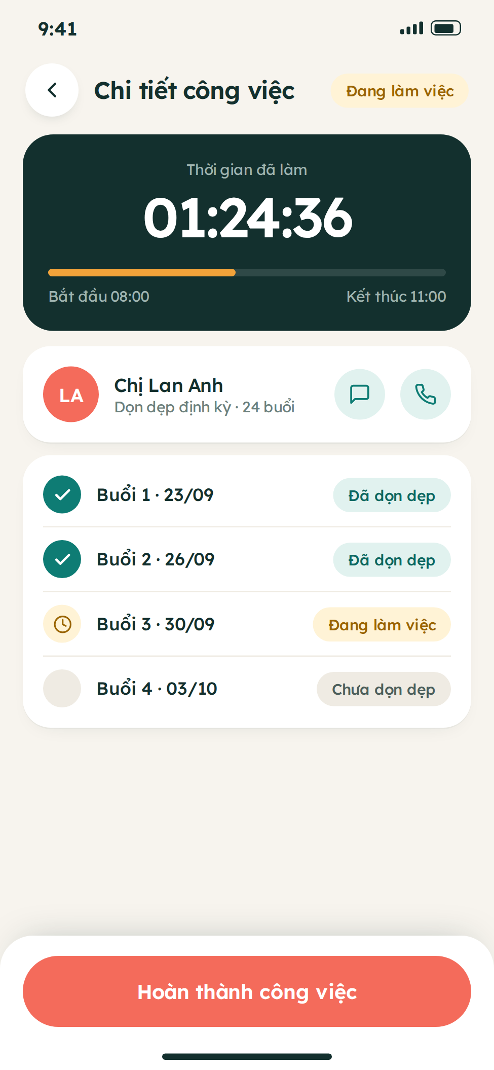 Hệ thống app dịch vụ giúp việc theo giờ
