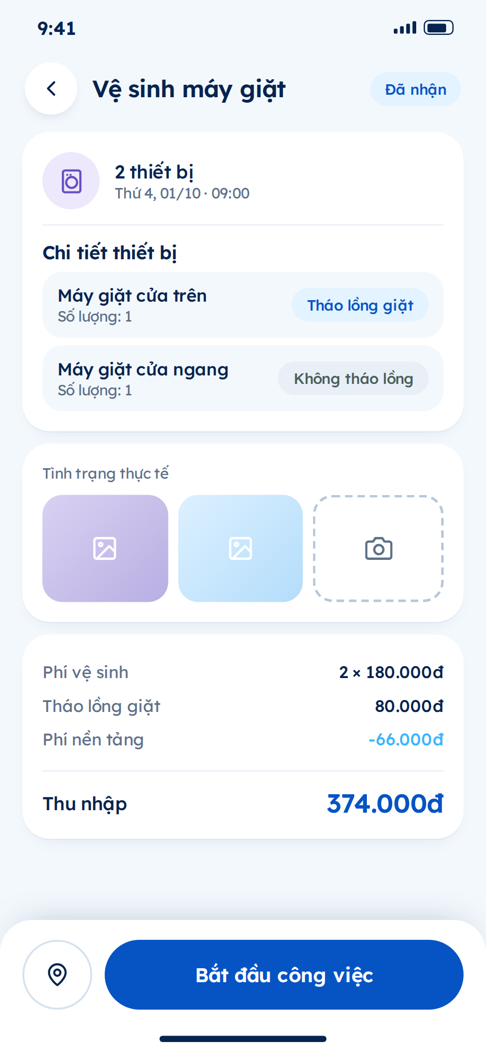 Lịch làm việc trên app nhân viên