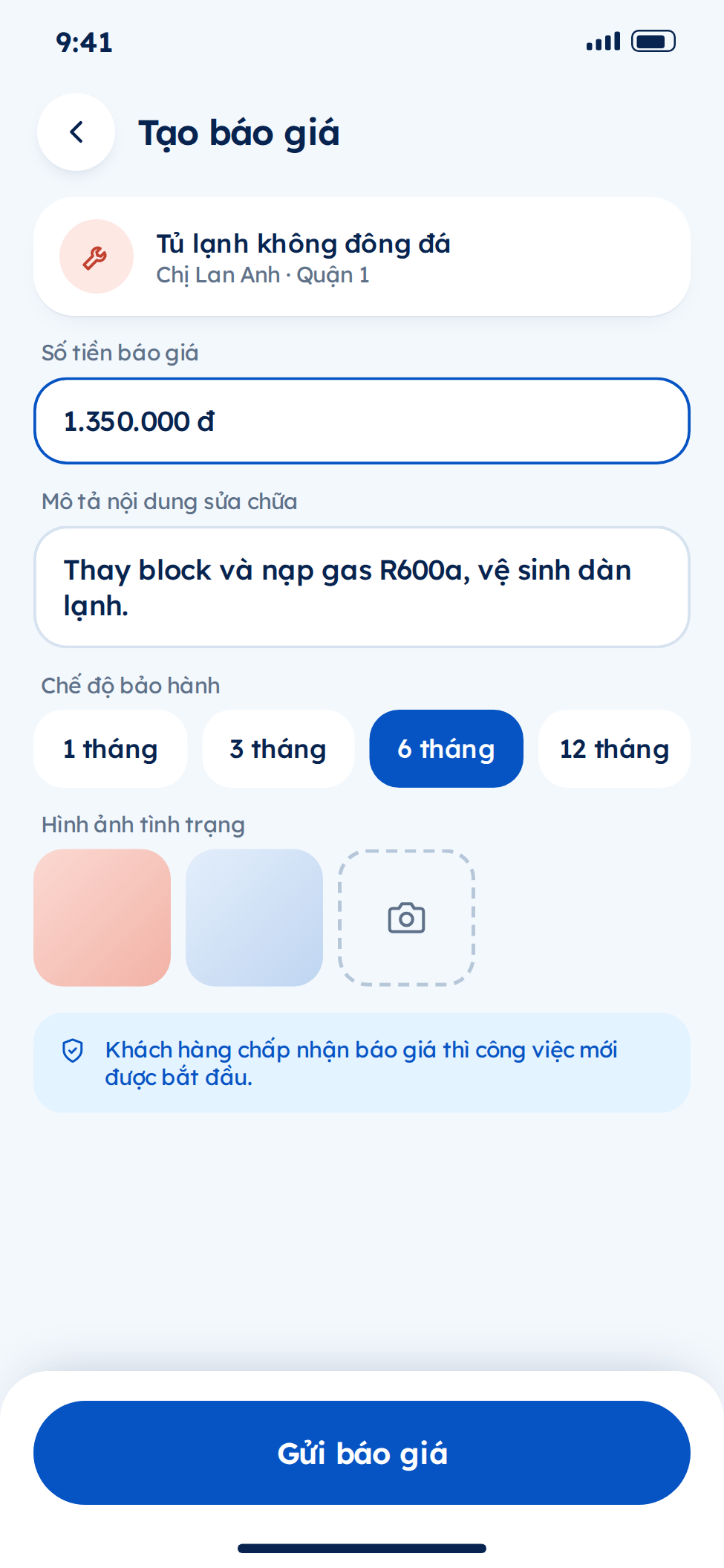 Hỗ trợ nhân viên trên app giúp việc