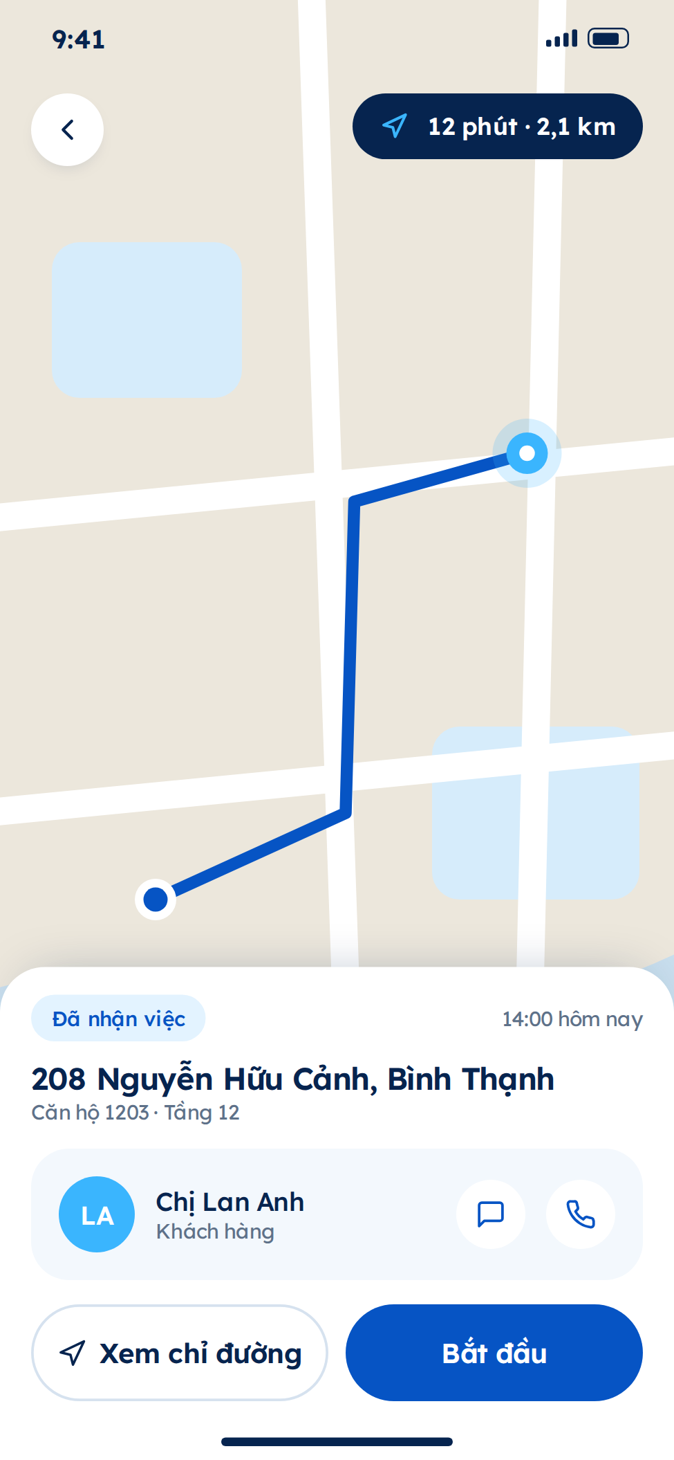 Cập nhật kết quả công việc trên app giúp việc