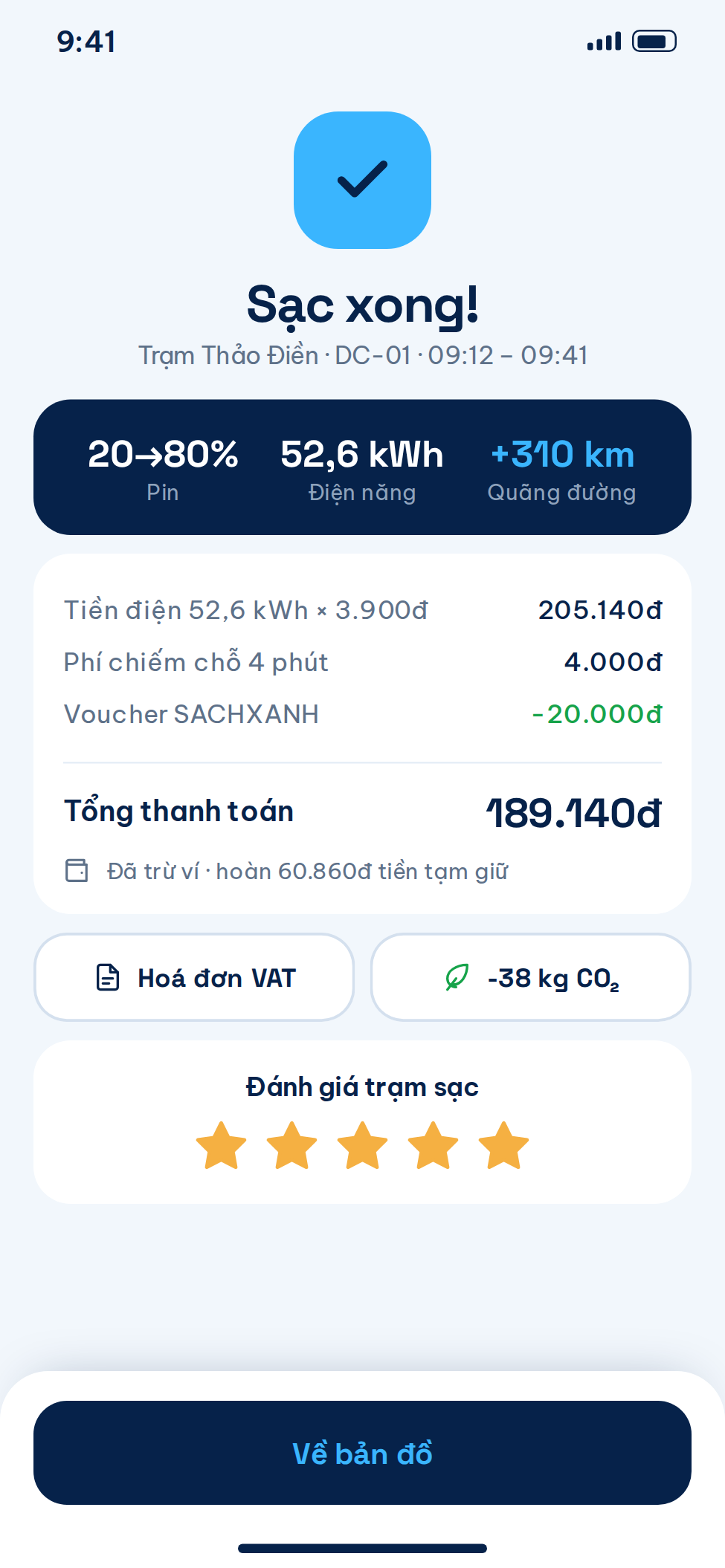 Màn hình quản lý chuyến trên app tài xế